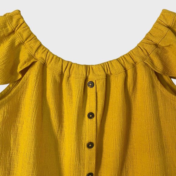 Madewell Texture & Thread Off-the-Shoulder Button-Front Top Women's Small New - Picture 5 of 12